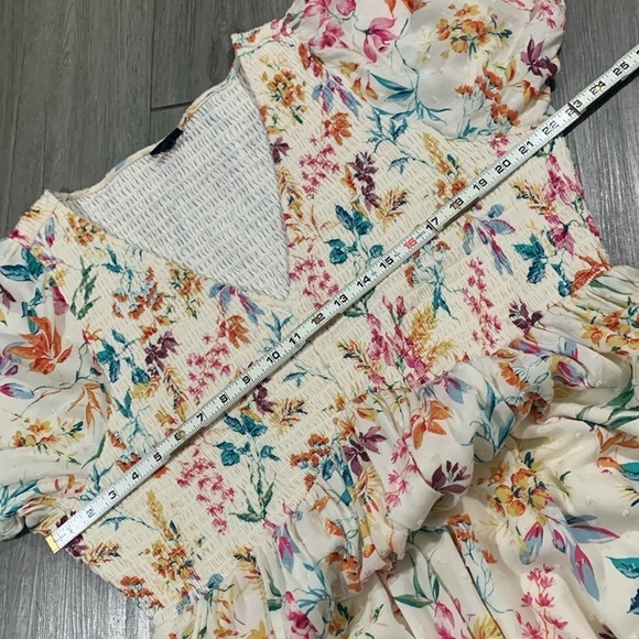 Torrid Floral Print Midi Swiss Dot Shirred Dress with Pockets size 3X - Picture 11 of 16